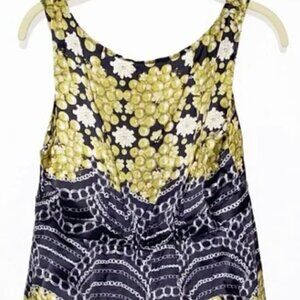 CAbi Pearls & Chains Style #216 100% Silk Sleeveless Top Black & Gold Size S